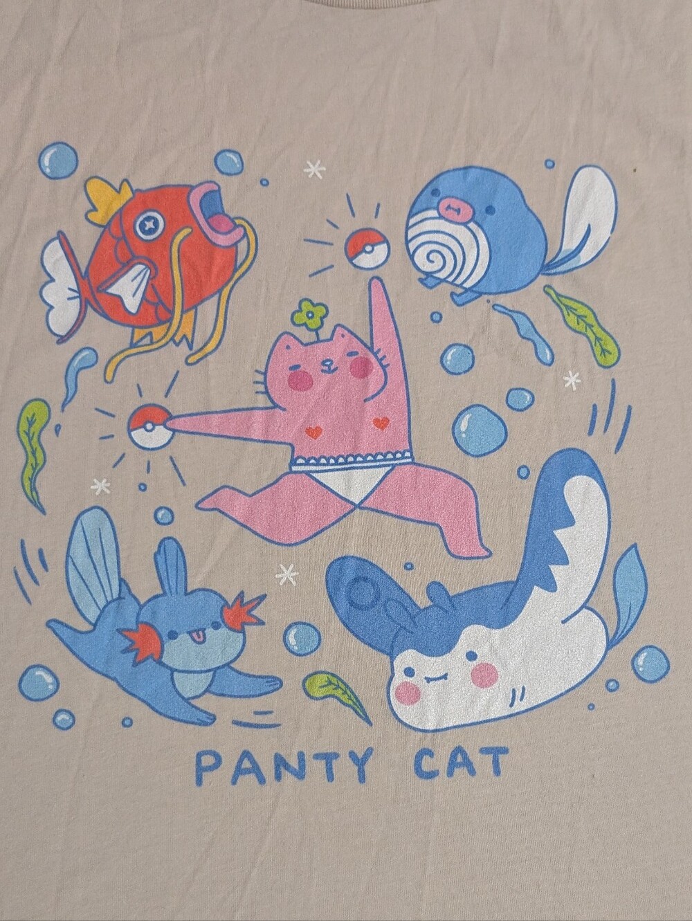 Bella Canvas Panty Cat Neutral Beige Crew Neck Tee